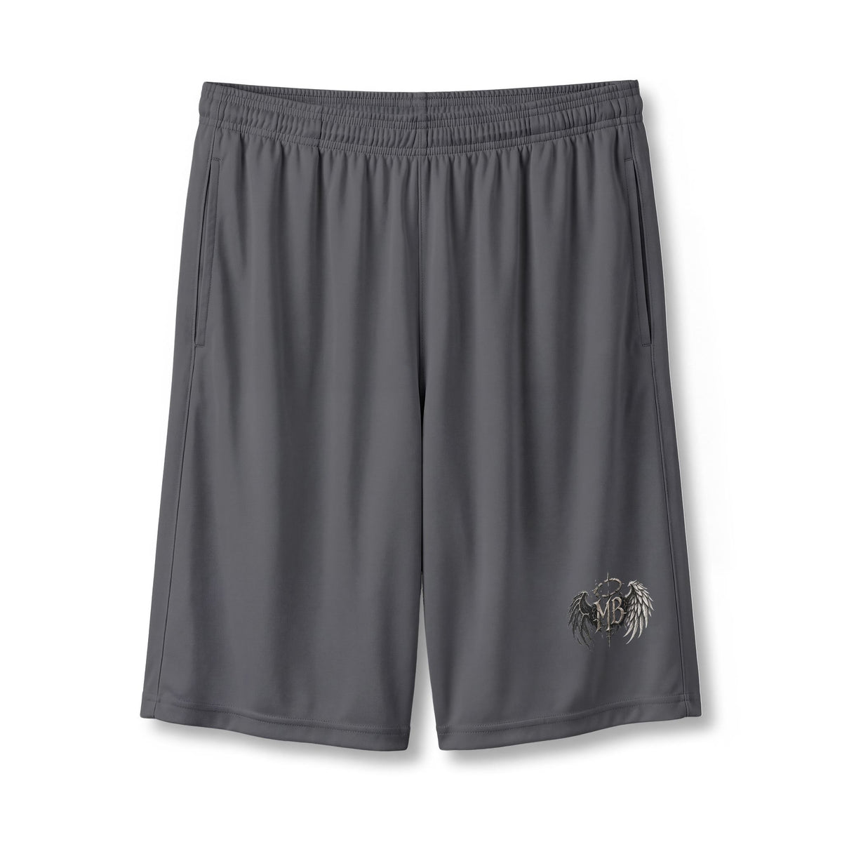 Broken Wings Men's Shorts – Graphite front – official Printify mockup