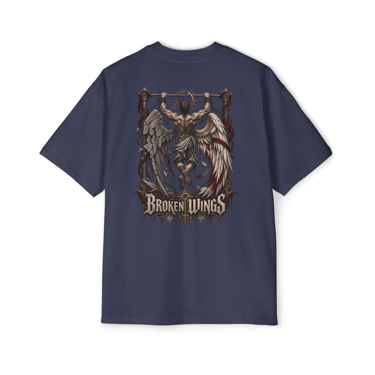 Broken Wings Men's T-Shirt – Midnight Blue back – official Printify mockup
