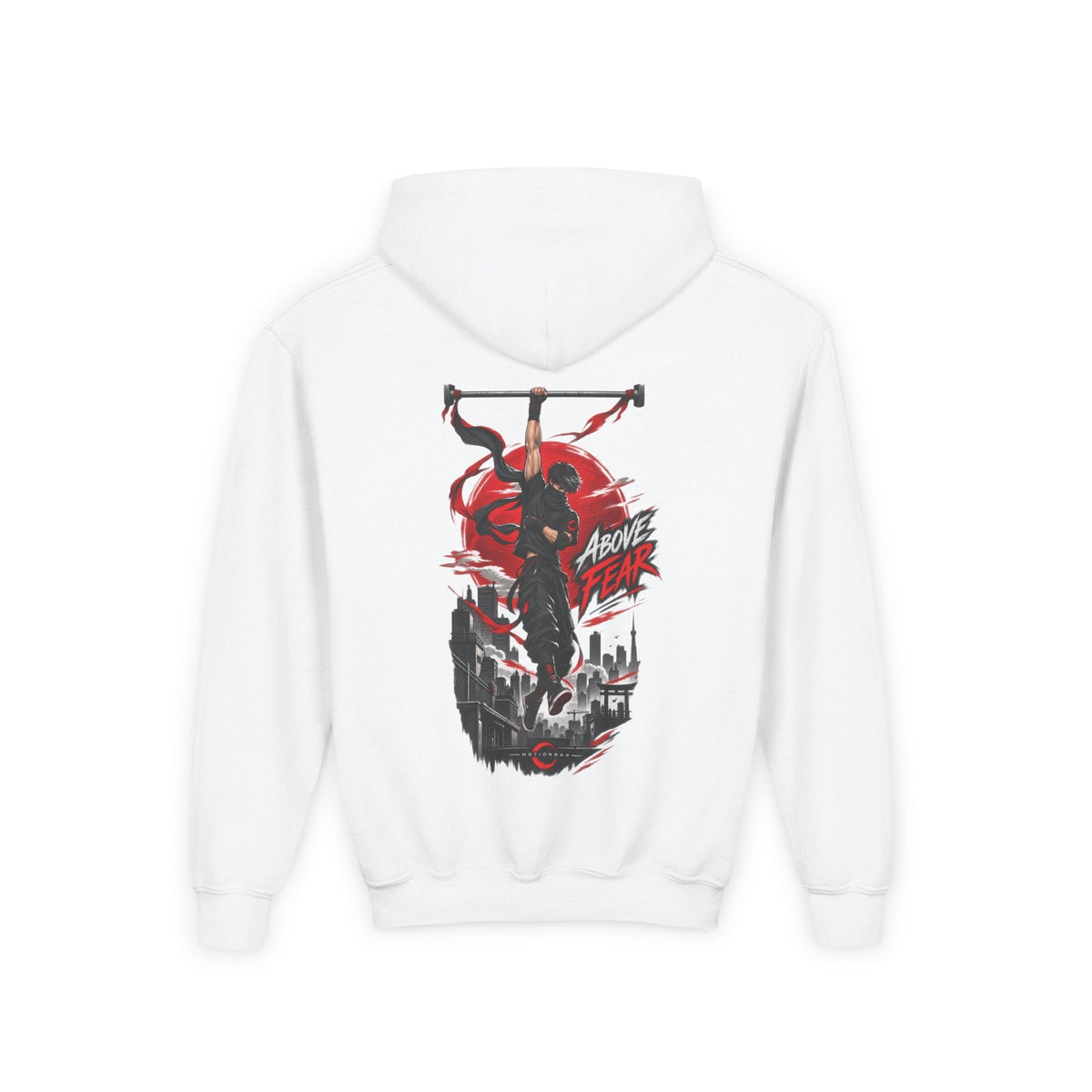 Above Fear Youth Boys Hoodie – White – achterzijde
