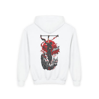 Above Fear Youth Boys Hoodie – White – achterzijde