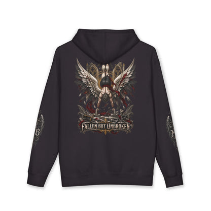 Fallen But Unbroken Men's Hoodie – kledingmockup 2