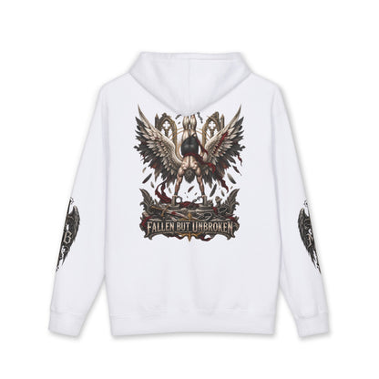 Fallen But Unbroken Men's Hoodie – kledingmockup 4