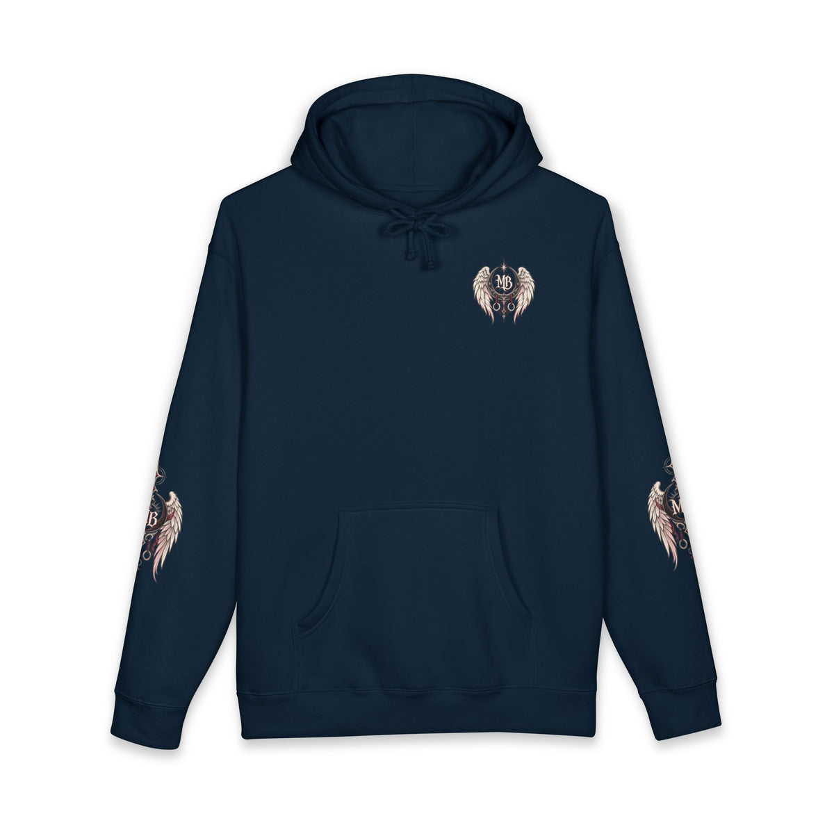 Angels Train In Darkness Women's Hoodie – Navy front – official Printify mockup