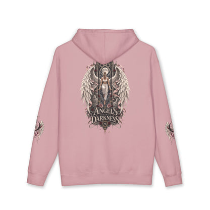 Angels Train In Darkness Women's Hoodie – Dusty Pink back – official Printify mockup