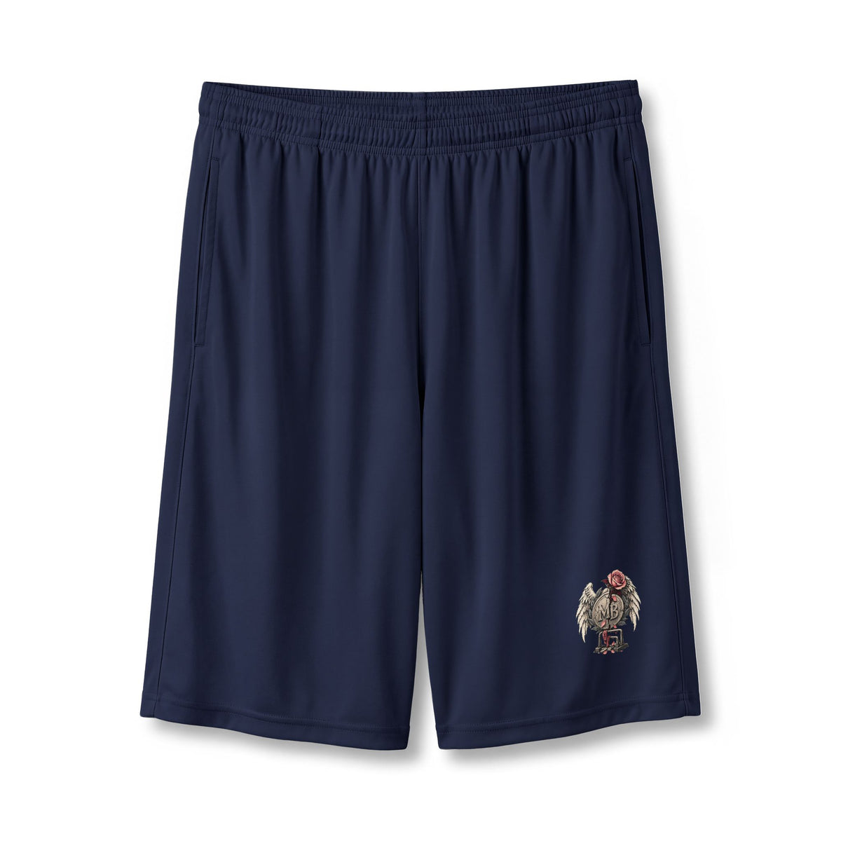 Beauty After Pain Women's Shorts – Navy front – official Printify mockup