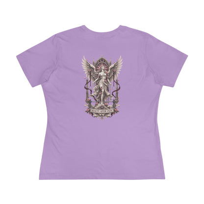 Beauty After Pain Women's T-Shirt – Dark Lavender back – official Printify mockup