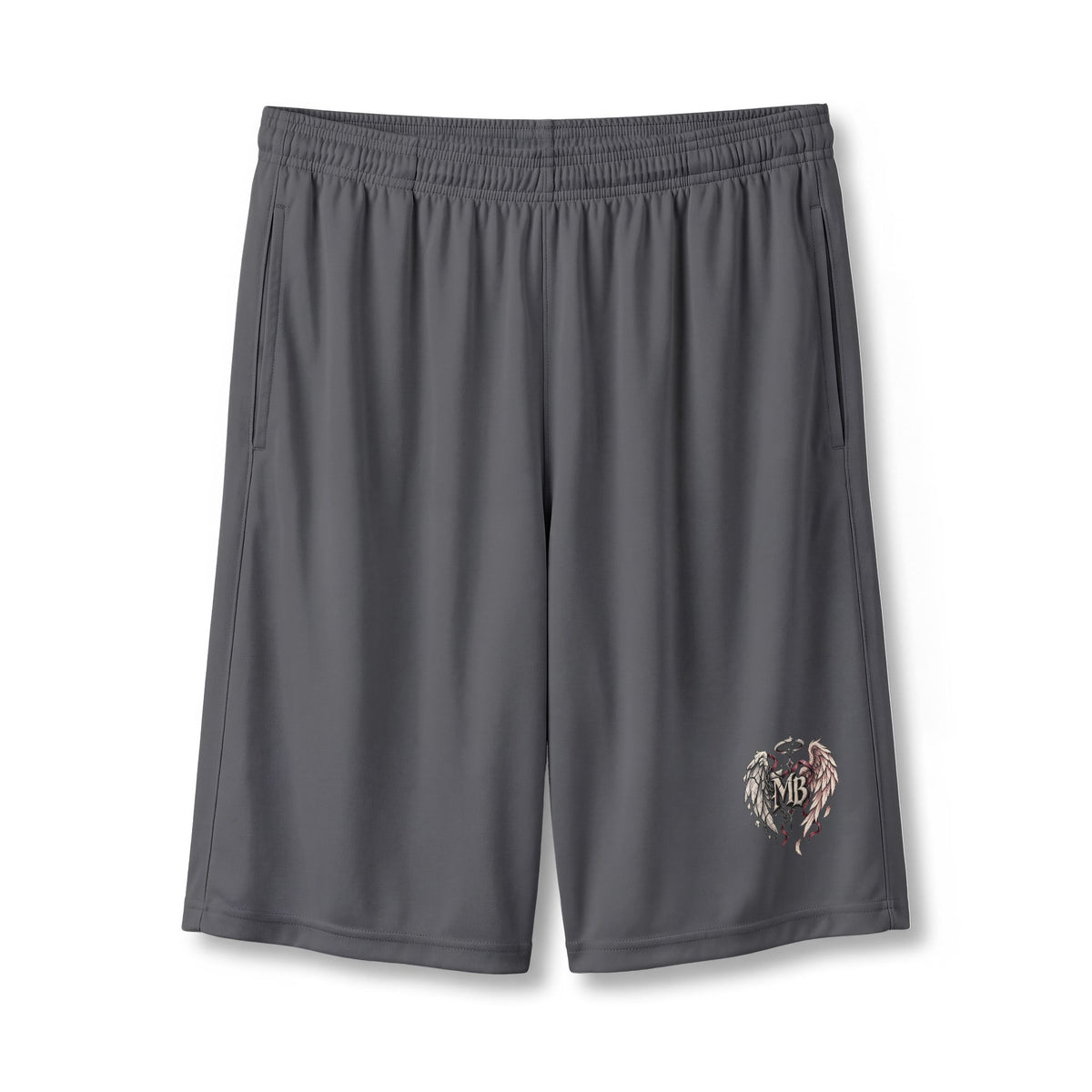 Born From Broken Wings Women's Shorts – Graphite front – official Printify mockup