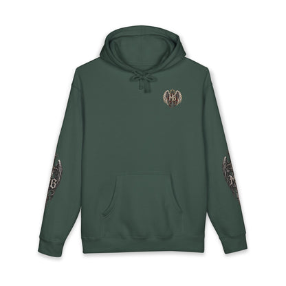 Fallen But Unbroken Men's Hoodie – Alpine Green front – official Printify mockup