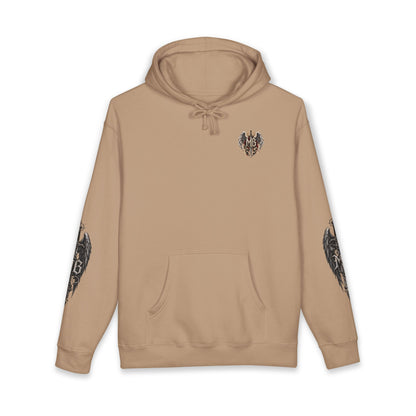 Fallen But Unbroken Men's Hoodie – Sandstone front – official Printify mockup