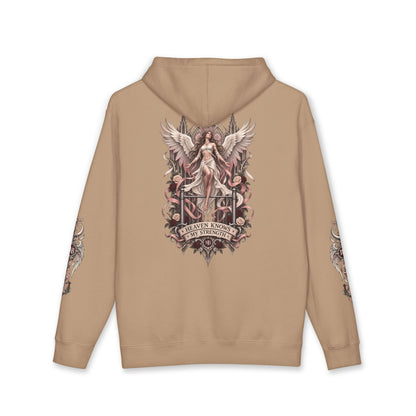 Heaven Knows My Strength Women's Hoodie – Sandstone back – official Printify mockup
