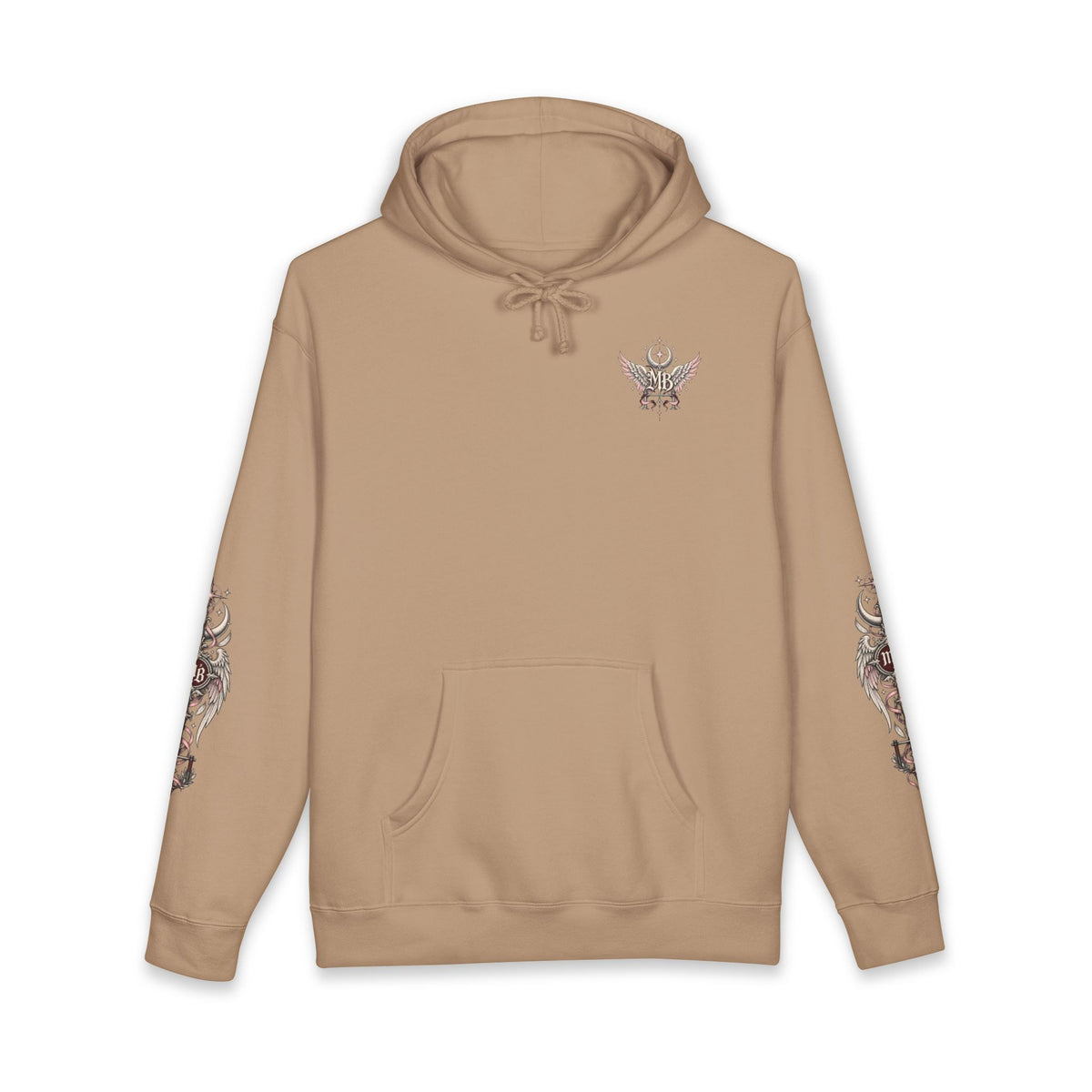 Heaven Knows My Strength Women's Hoodie – Sandstone front – official Printify mockup