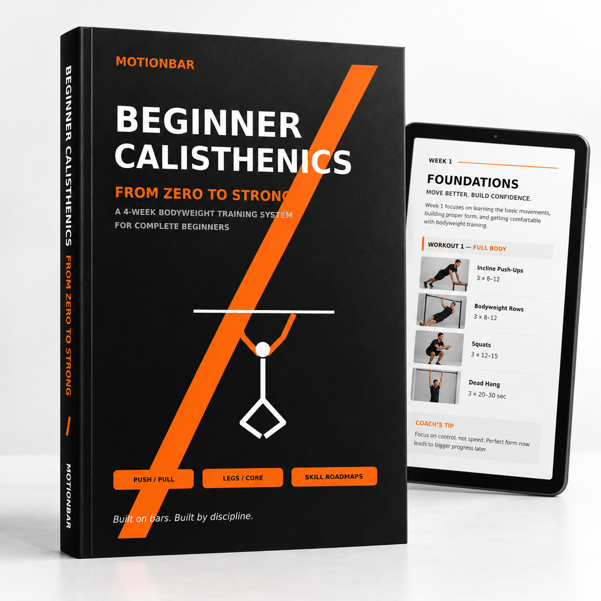 MotionBar Beginner Calisthenics digital training guide product mockup