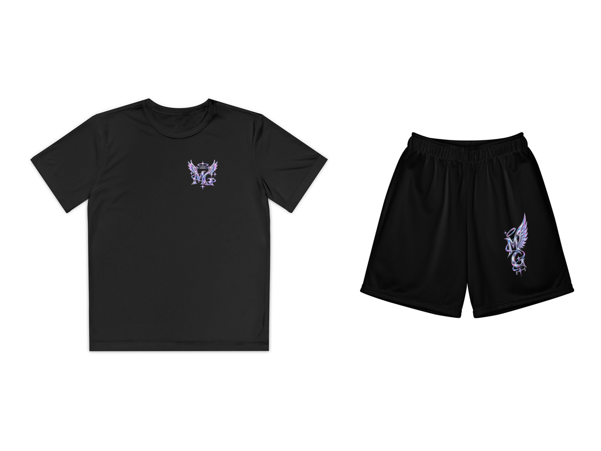 Cyber Angel Youth Girls T-Shirt & Shorts Set – Black – beide onderdelen