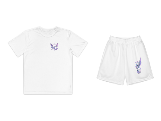 Cyber Angel Youth Girls T-Shirt & Shorts Set – White – beide onderdelen