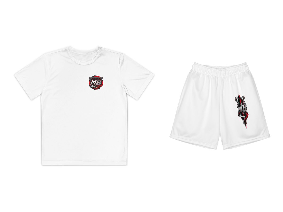 Shadow Grip Youth Boys T-Shirt & Shorts Set – White – beide onderdelen