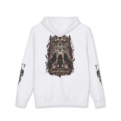 Redemption Through Rep Men's Hoodie — Back, White — originele Printify-mockup