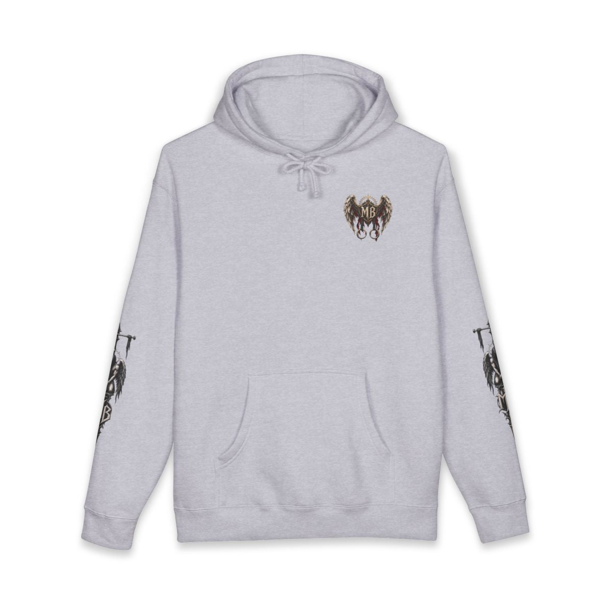 Redemption Through Rep Men's Hoodie — Front, Grey Heather — originele Printify-mockup