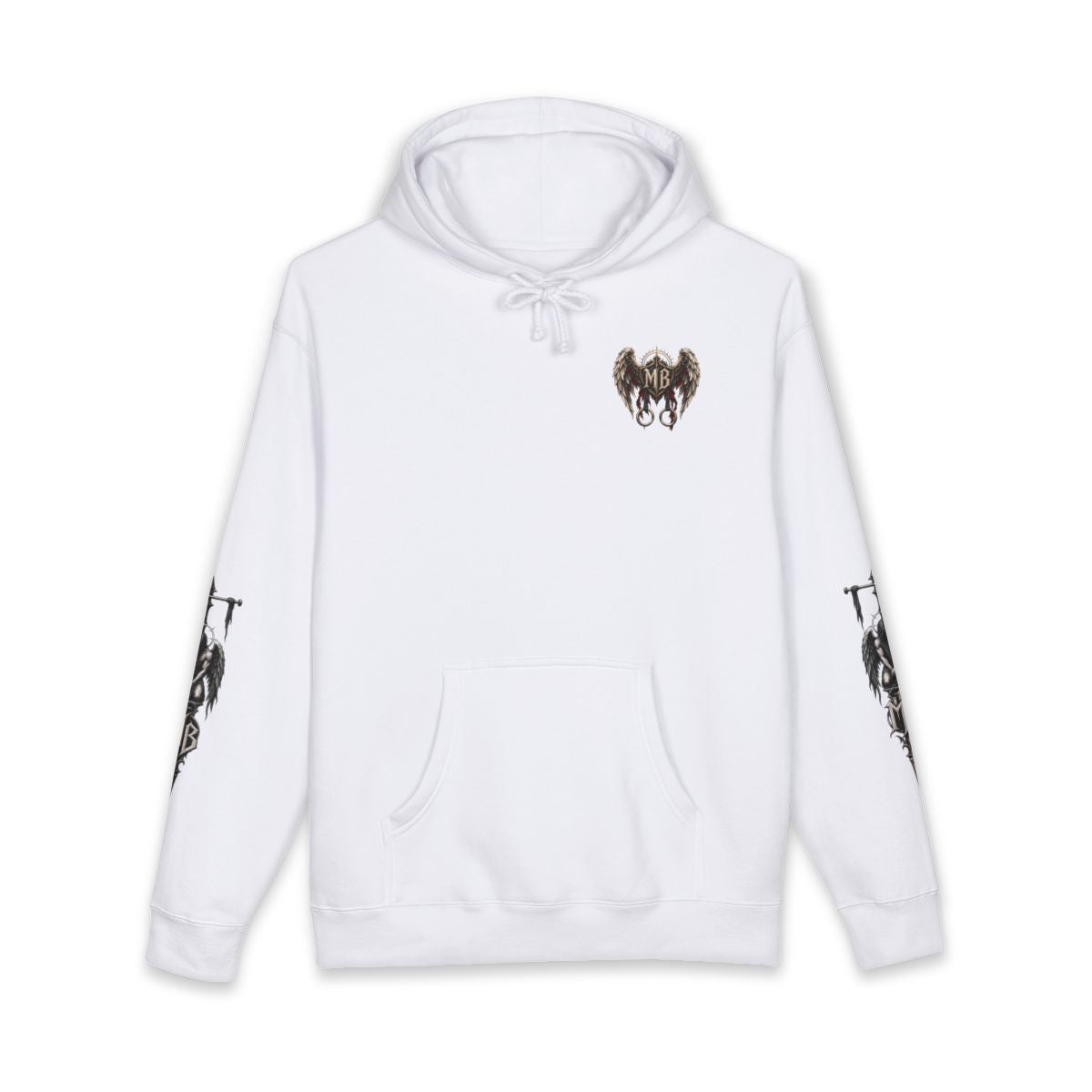 Redemption Through Rep Men's Hoodie — Front, White — originele Printify-mockup