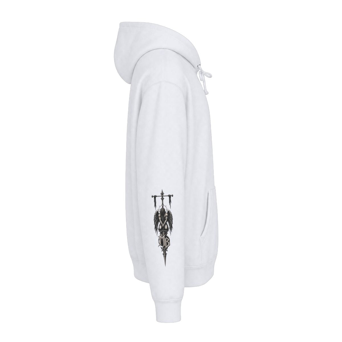 Redemption Through Rep Men's Hoodie — Right Sleeve, White — originele Printify-mockup
