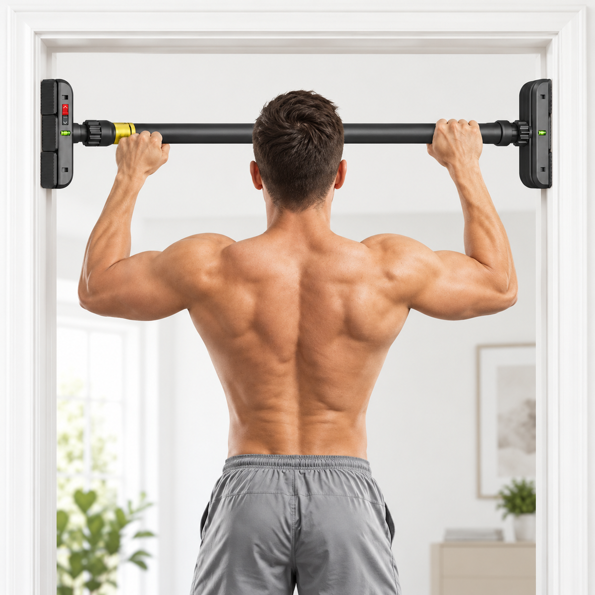 MotionBar Smart-Lock Doorway Pull-Up Bar lifestyle training image