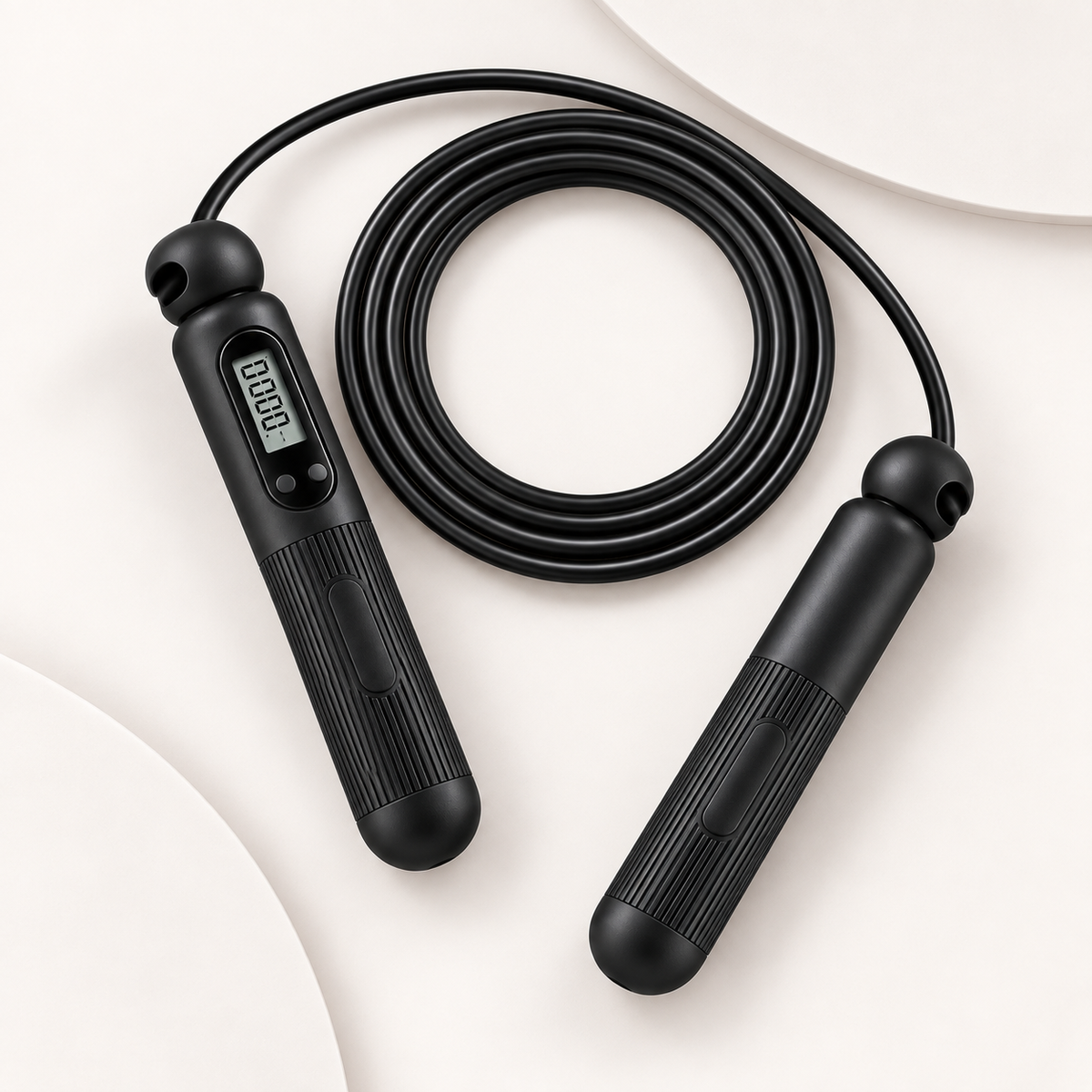 MotionBar Smart Speed Rope black adjustable jump rope top view