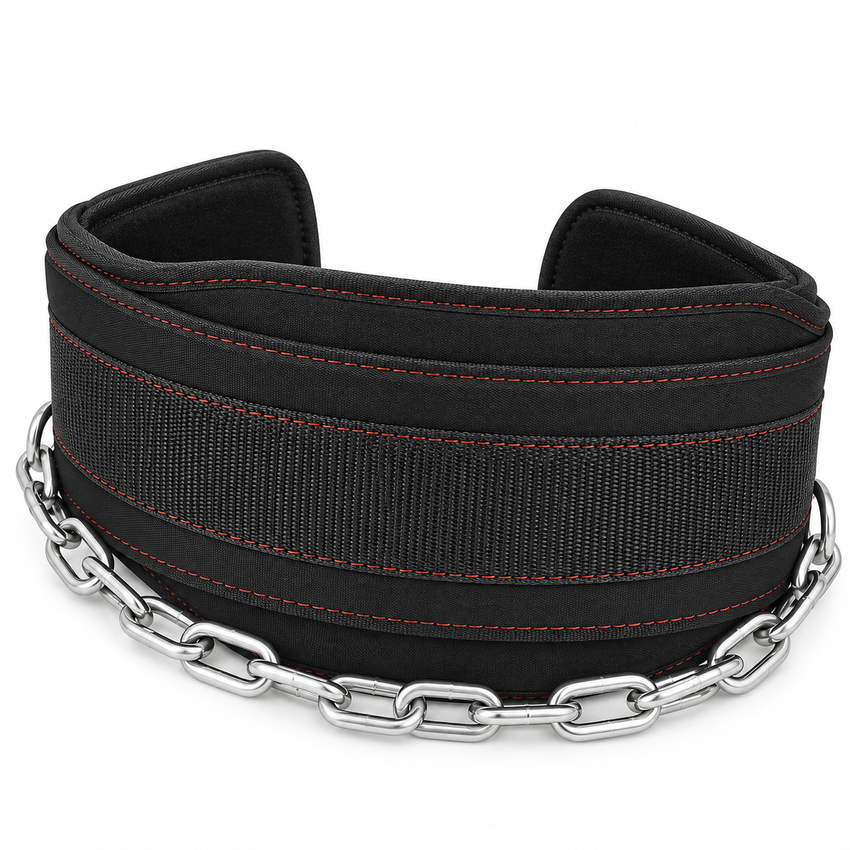 MotionBar weighted dip belt angled view with chain