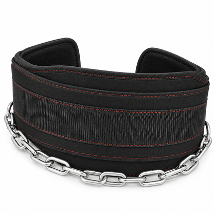 MotionBar weighted dip belt angled view with chain