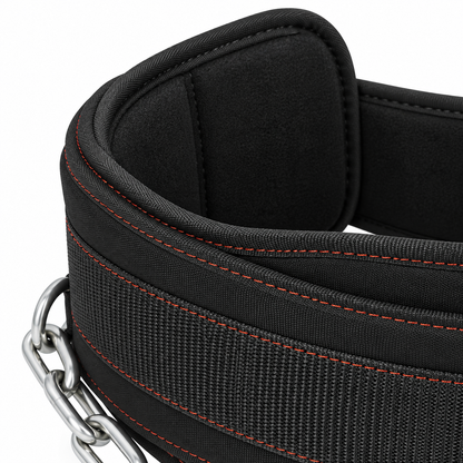MotionBar weighted dip belt padded lining and stitching detail