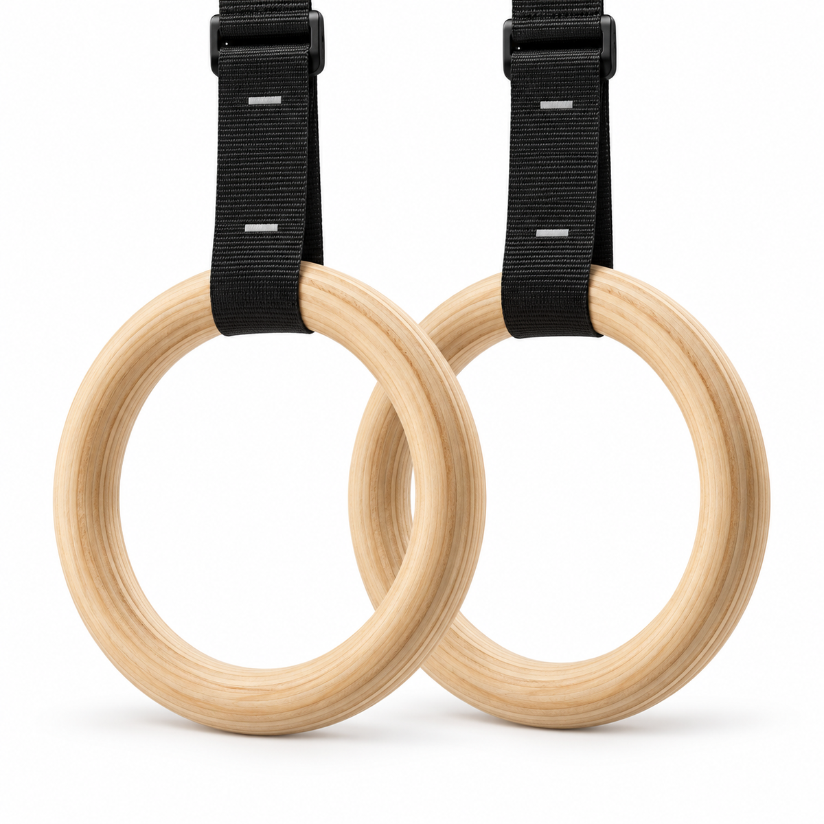 MotionBar wooden gymnastic rings 32 mm with black numbered straps