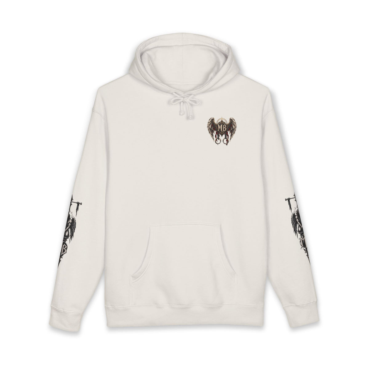 Redemption Through Rep Men's Hoodie – Bone front – official Printify mockup