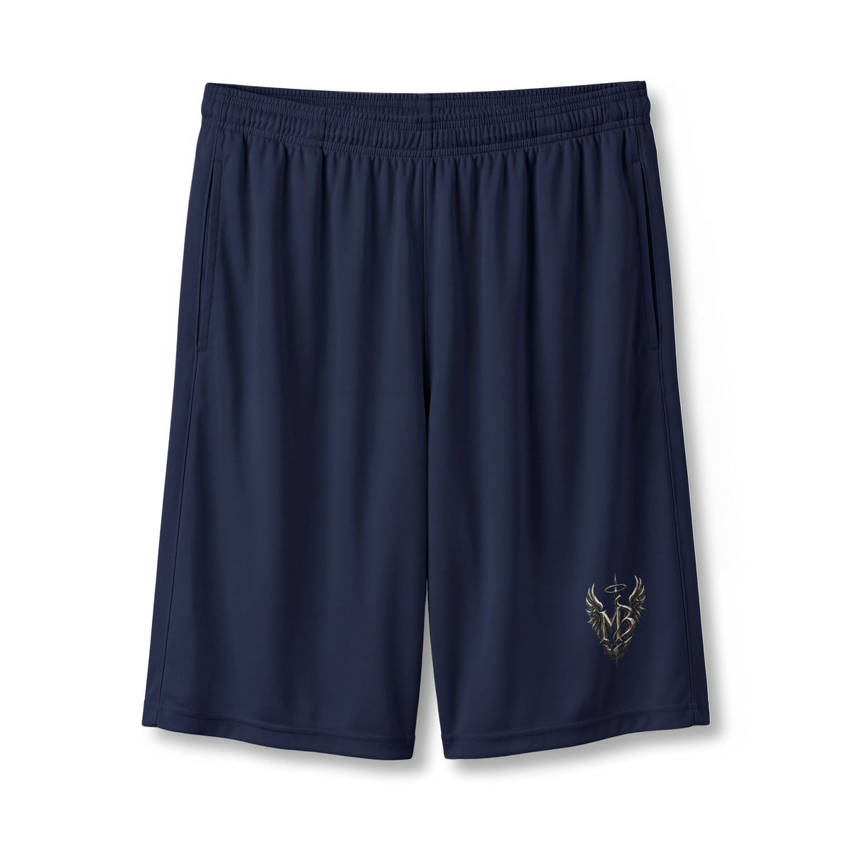 Rise From Ruin Men's Shorts – Navy front – official Printify mockup