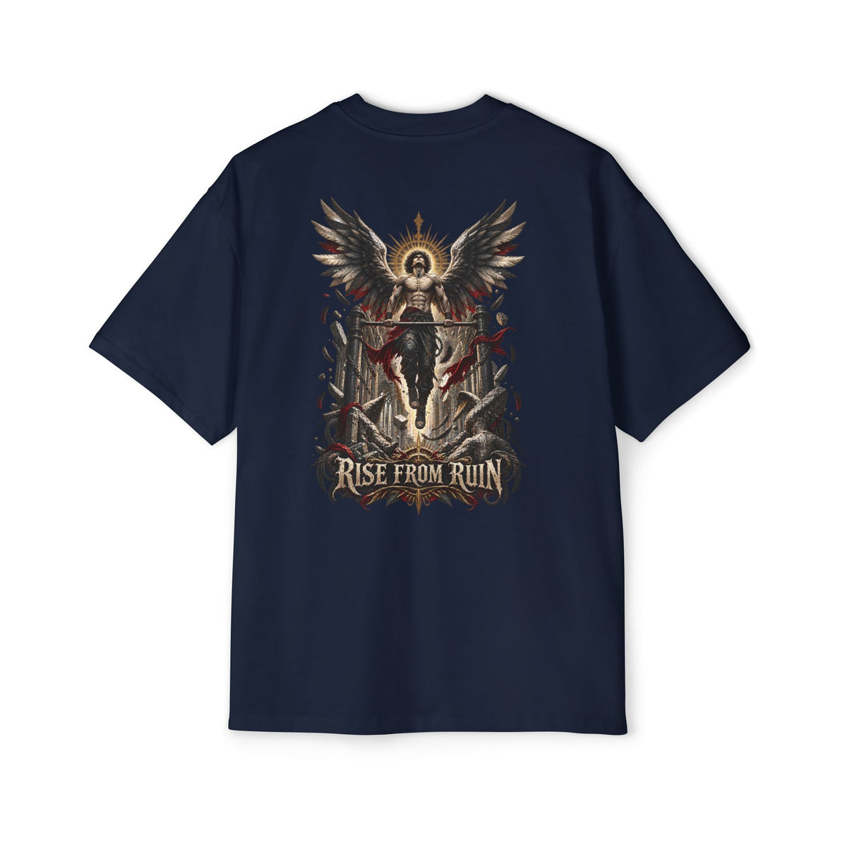 Rise From Ruin Men's T-Shirt – Navy back – official Printify mockup