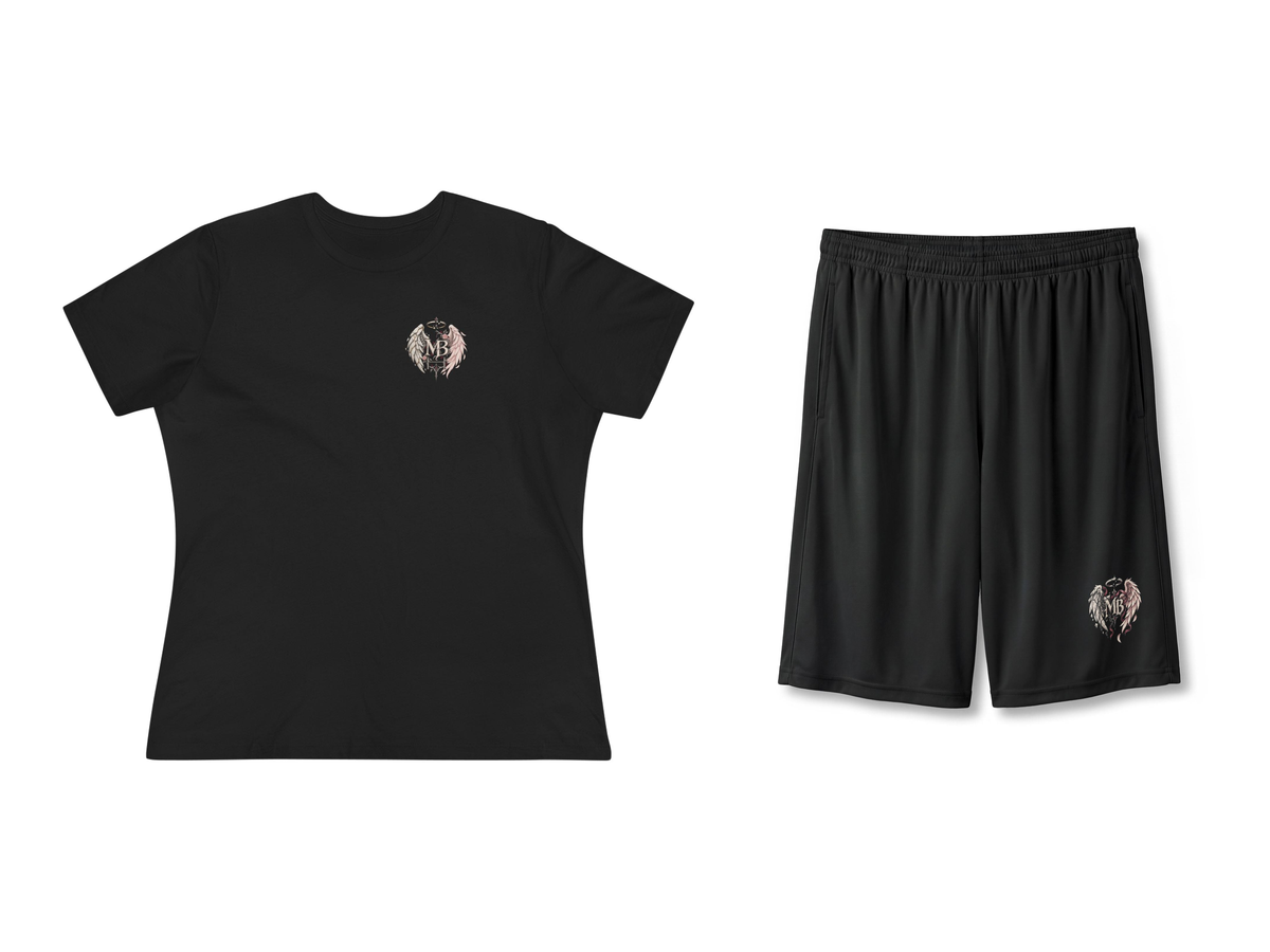 Born From Broken Wings Women's T-Shirt & Shorts Set – Black – beide onderdelen
