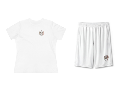 Born From Broken Wings Women's T-Shirt & Shorts Set – White – beide onderdelen