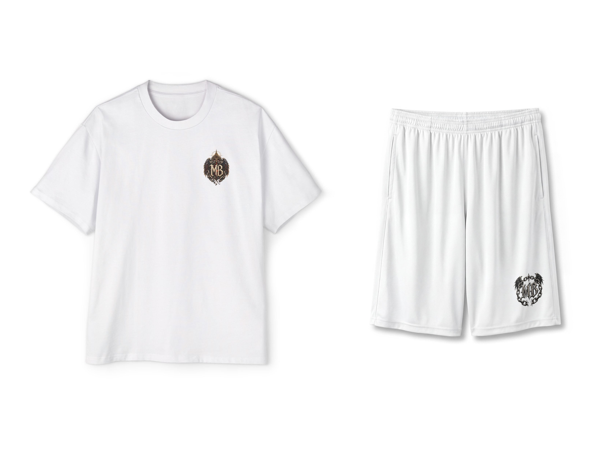 Chains Of The Fallen Men's T-Shirt & Shorts Set – White – beide onderdelen