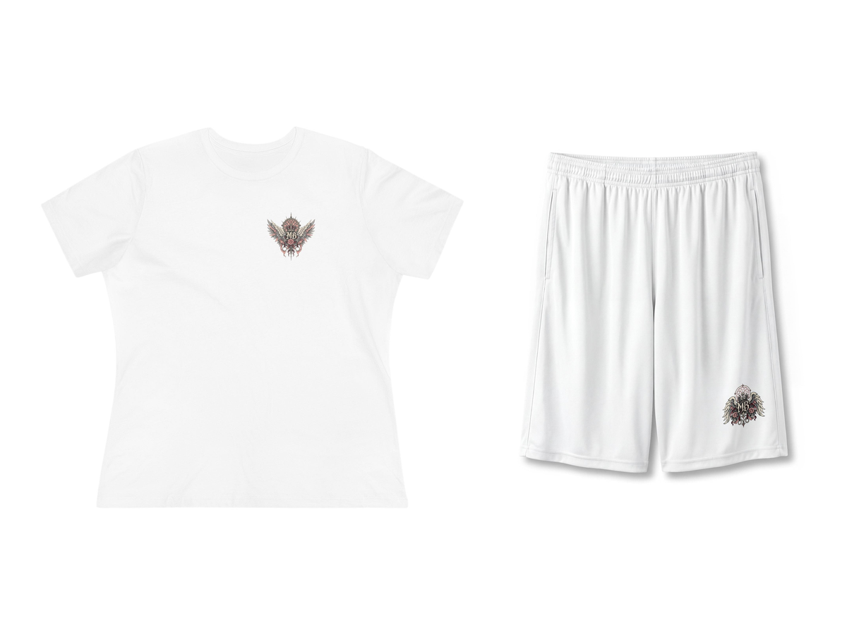 Made Of Grace And Grit Women's T-Shirt & Shorts Set – White – beide onderdelen
