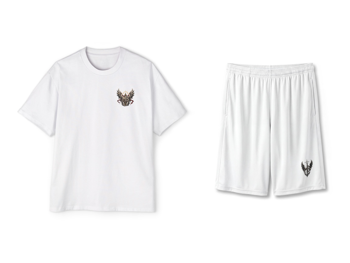 Rise From Ruin Men's T-Shirt & Shorts Set – White – beide onderdelen