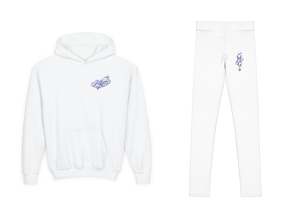 Cosmic Rebel Youth Girls Hoodie & Leggings Set – White – beide onderdelen