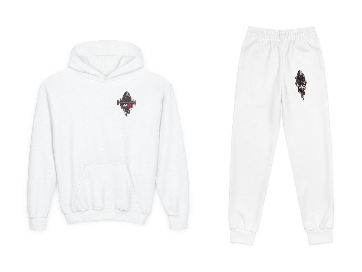 Ghost Of The Bars Youth Boys Hoodie & Joggers Set – White – beide onderdelen