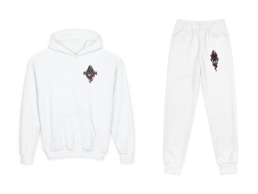 Ghost Of The Bars Youth Boys Hoodie & Joggers Set – White – beide onderdelen