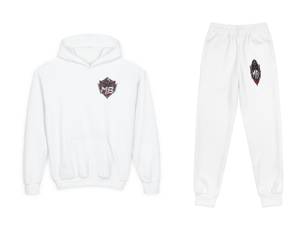 MotionBar Youth Division Boys Hoodie & Joggers Set – White – beide onderdelen
